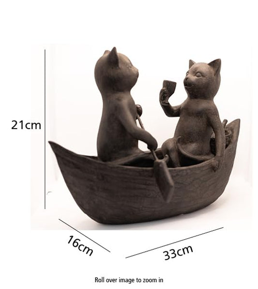 Cats Picnicking on a Boat