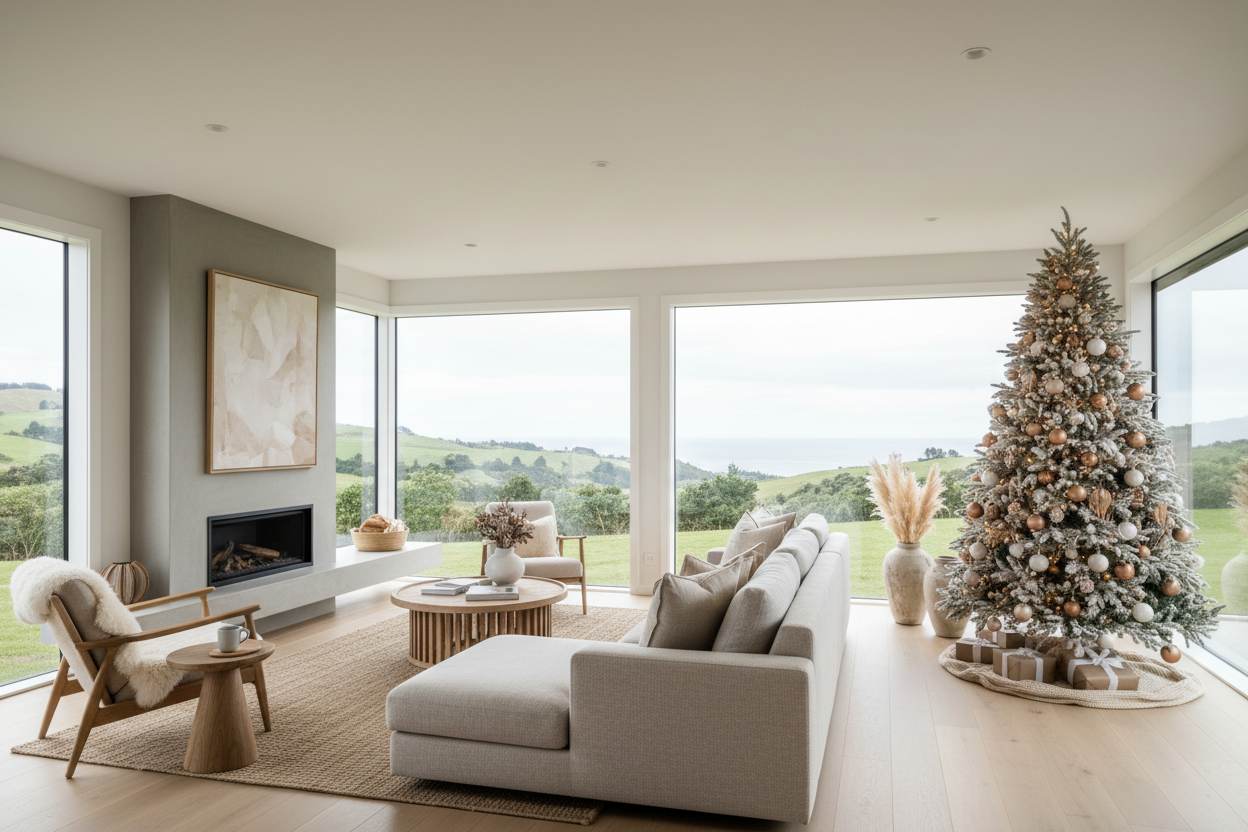 NZ Living Room with Christmas Tree